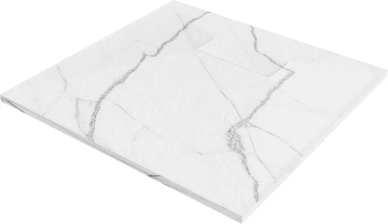 Mexen Hugo vierkante SMC-douchebak 80 x 80 cm, witte steen - 42158080