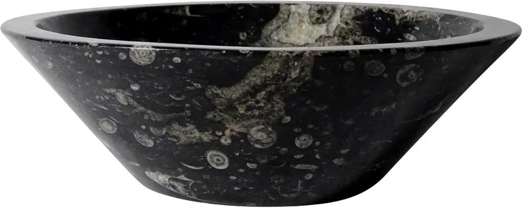 Zwart marmeren waskom | Eeuwenoud Orthoceras Fossiel | 40,5 x 40,5 x 13 cm