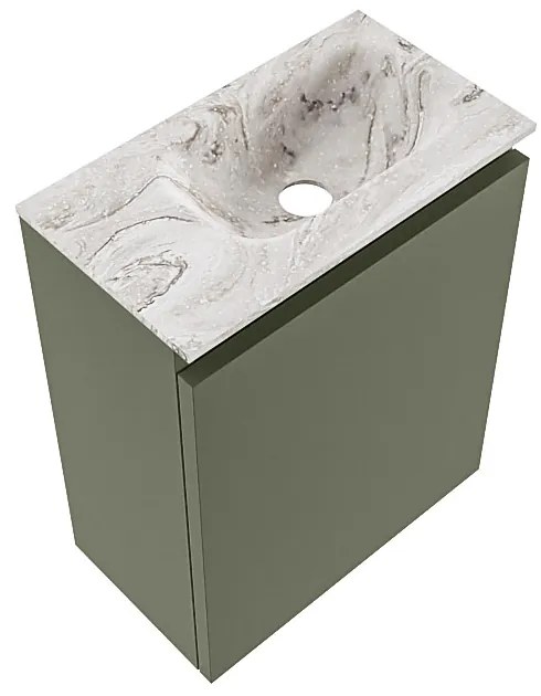 Mondiaz Ture DLux toiletmeubel 40cm army met wastafel glace rechts met kraangat