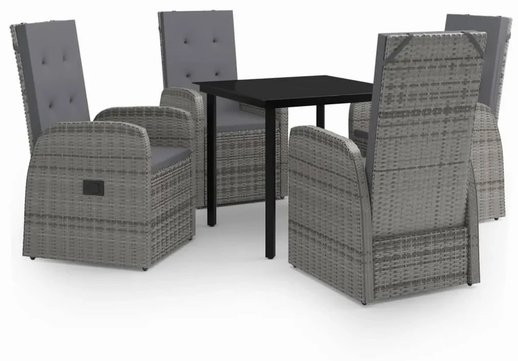 vidaXL 5-delige Tuinset met kussens grijs
