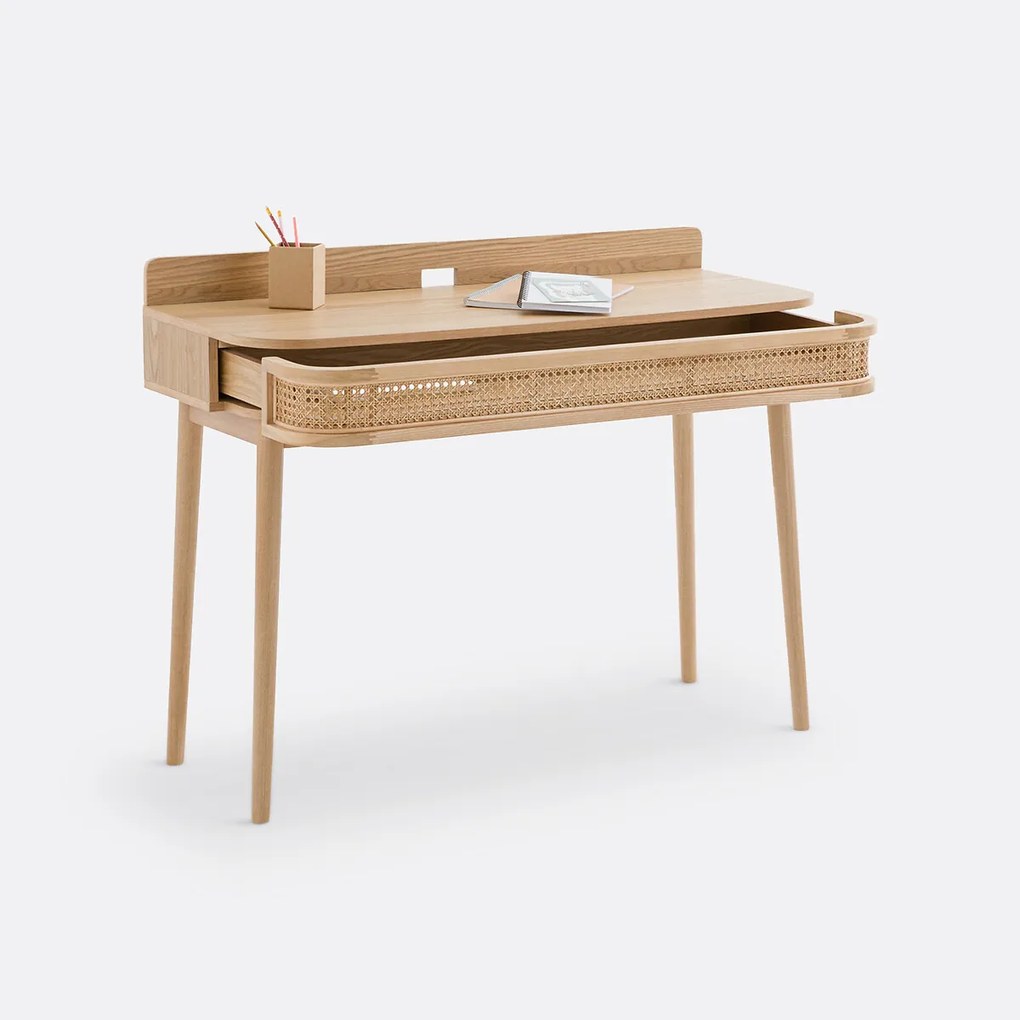 Bureau, 1 lade, rotan riet, Laora