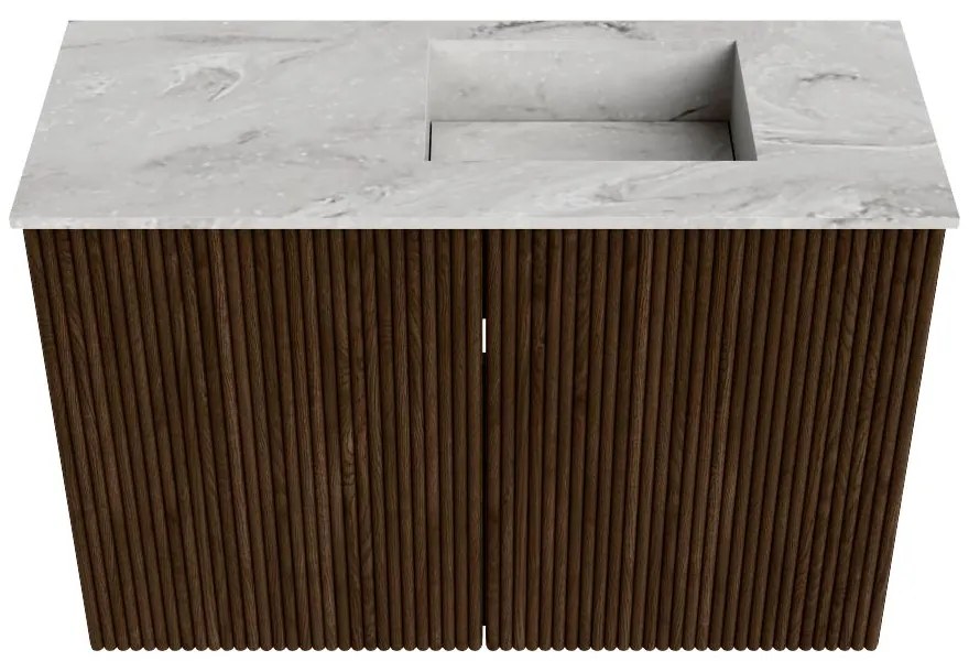 Mondiaz Joya DLux 60cm toiletmeubel walnut met wastafel faye rechts 1 kraangat glace