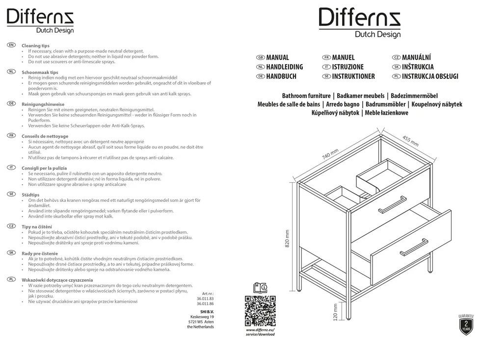 Differnz Industrial onderkast 75cm bruin