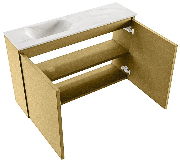 Mondiaz Ture DLux toiletmeubel 80cm oro met wastafel ostra links zonder kraangat