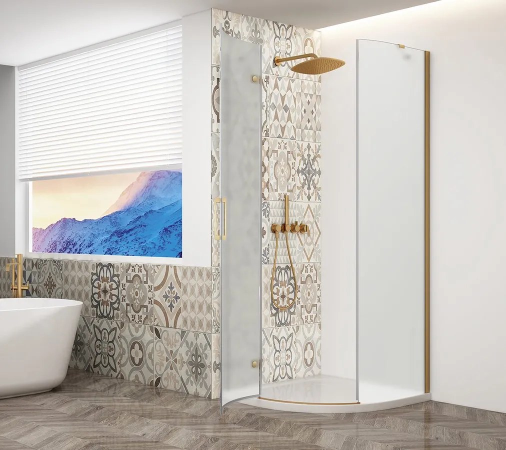 Gelco Trinity kwartronde douchecabine 90x90cm links mat glas goud