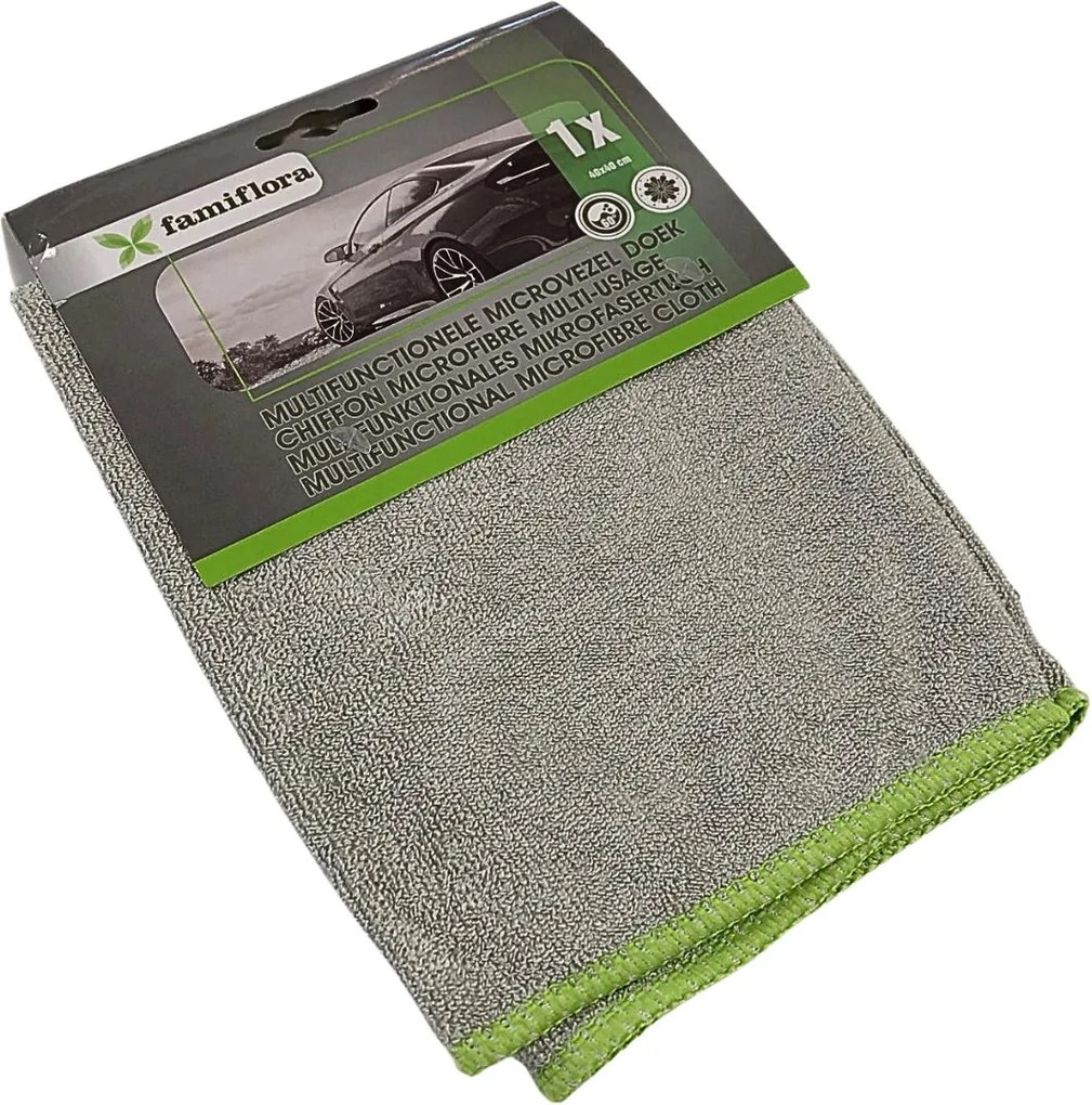 Famiflora multifunctionele shiny weft microvezeldoek/schoonmaakdoek - 40 x 40 cm - 320 gr/m² - Hoge kwaliteit multifunctionele microvezeldoek - Geschikt voor auto's, elektronicaschermen, spiegels, glas, ...