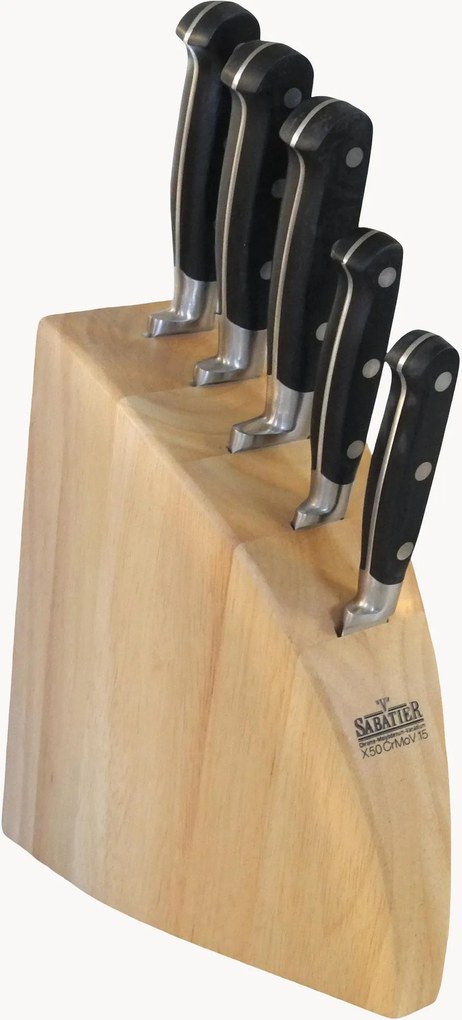 Keukenmessen V Sabatier Rock met houten blok, 6-delig