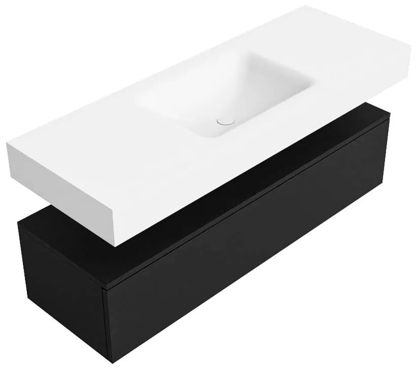 Zaro Alan badmeubel 130cm urban 1 lade met vrijhangende wastafel cloud midden 1 kraangat talc