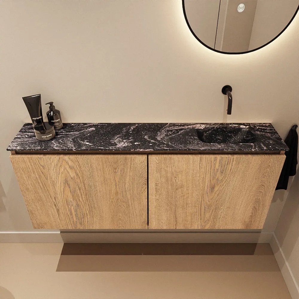 Mondiaz Ture DLux toiletmeubel 120cm washed oak met wastafel lava rechts zonder kraangat