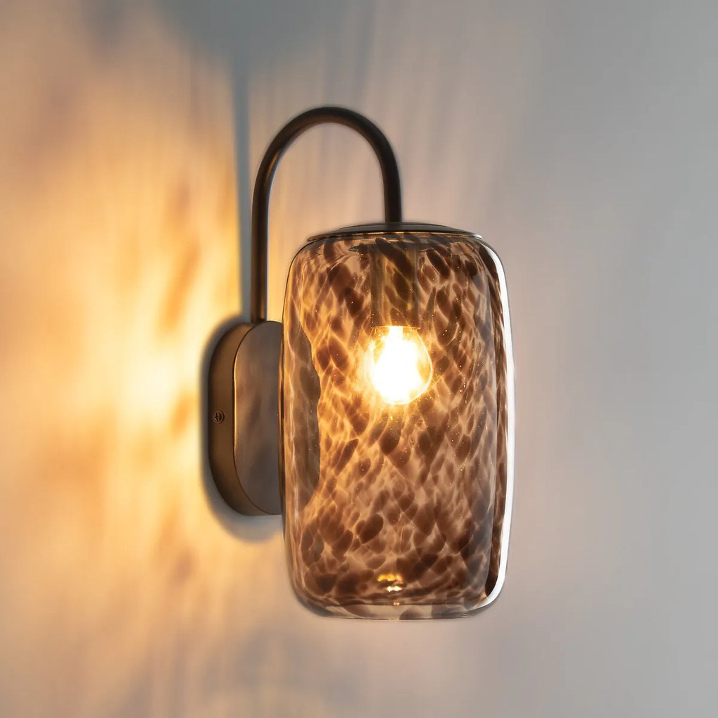Wandlamp in staal en amber glas, Toleco