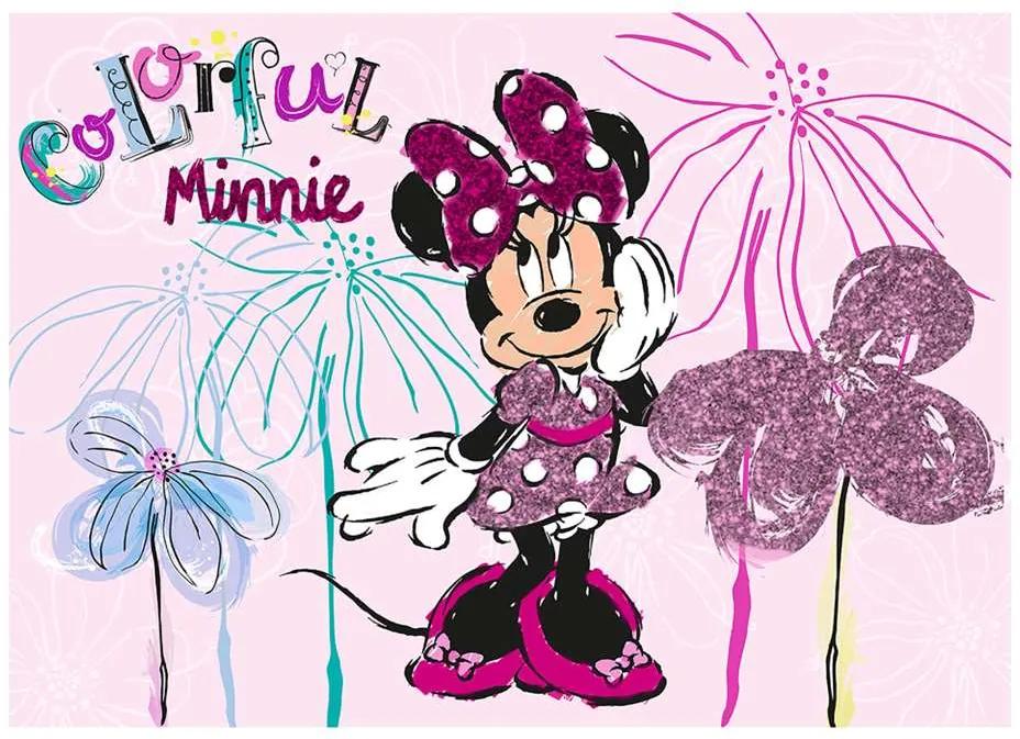 Disney canvas schilderij Glitter Minnie Mouse - roze - 70x50 cm - Leen Bakker