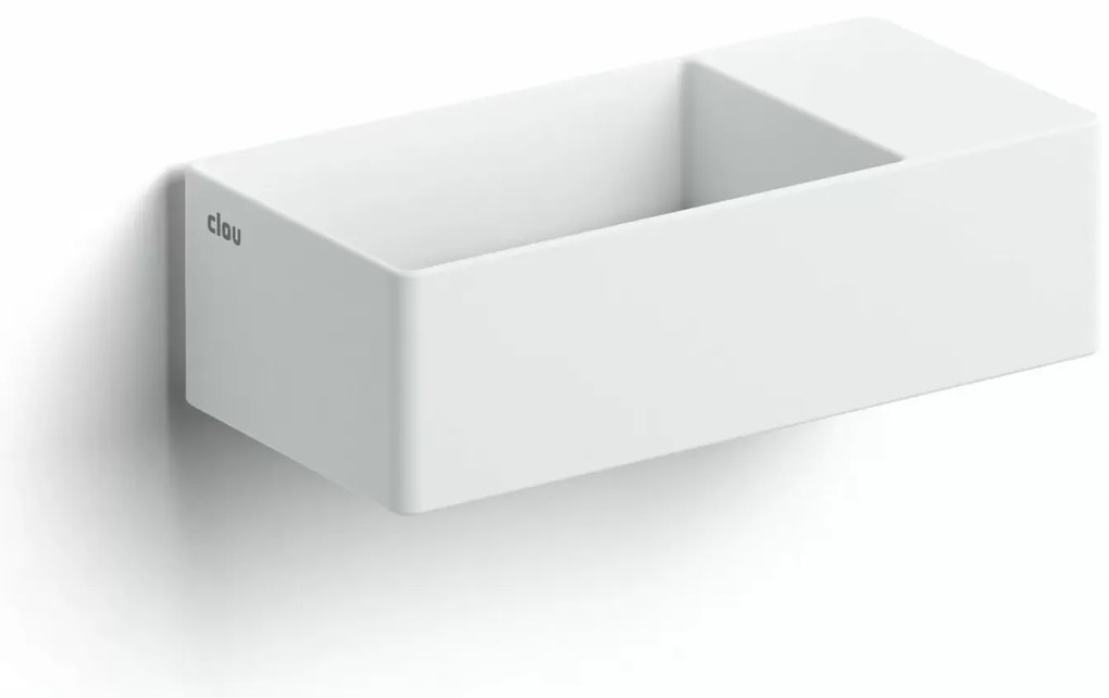 Clou New Flush 3 fontein solid surface 35cm met afvoerplaat rechts wit mat