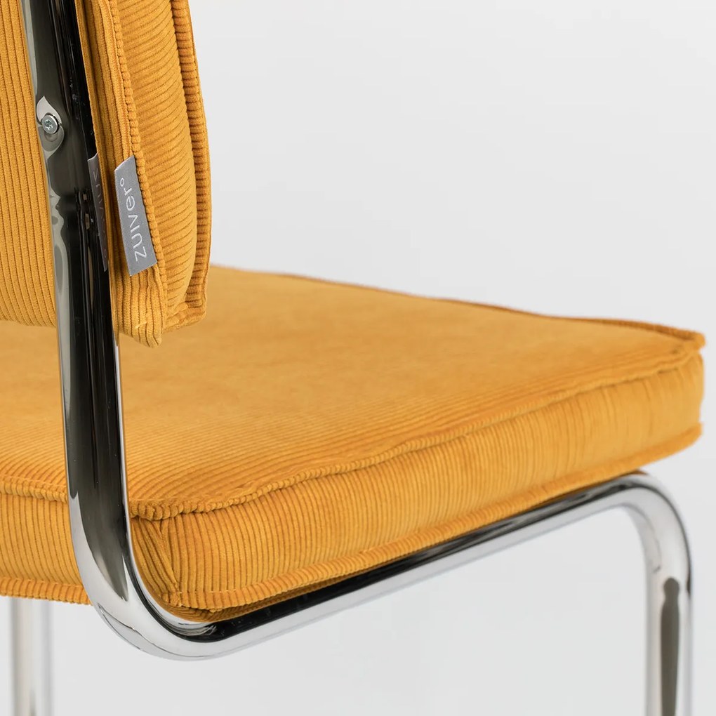 Zuiver Ridge Rib Retro Stoel Ribstof Geel