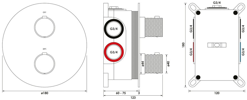 Brauer Chrome Carving thermostatische inbouw regendouche met 3 standen handdouche, gebogen muurarm, glijstang en hoofddouche 20cm set 93 chroom