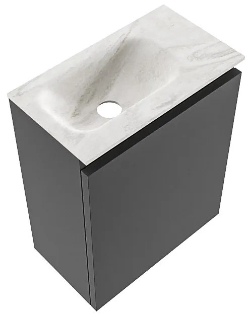 Mondiaz Ture DLux toiletmeubel 40cm dark grey met wastafel ostra links met kraangat