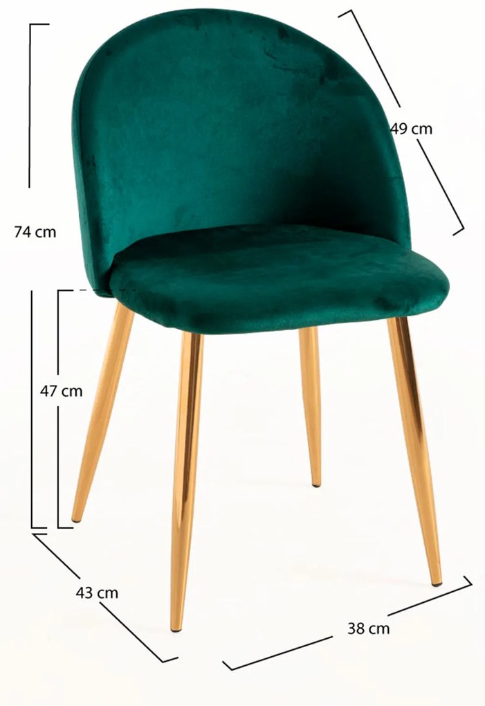 Set van 4 Vint Fluwelen Gouden Stoelen