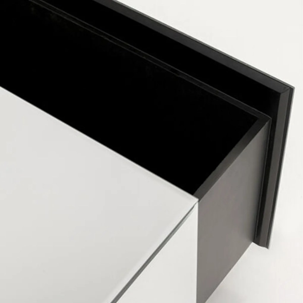 Salontafel Spiegelglas Met Lade - 80 X 60cm.