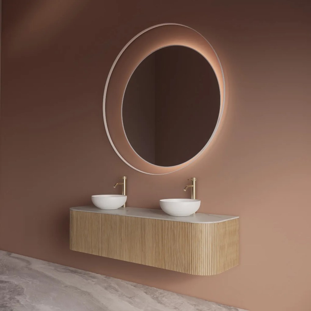 Gliss Design Kosmos spiegel rond met cirkel 140cm mat wit met handsensor