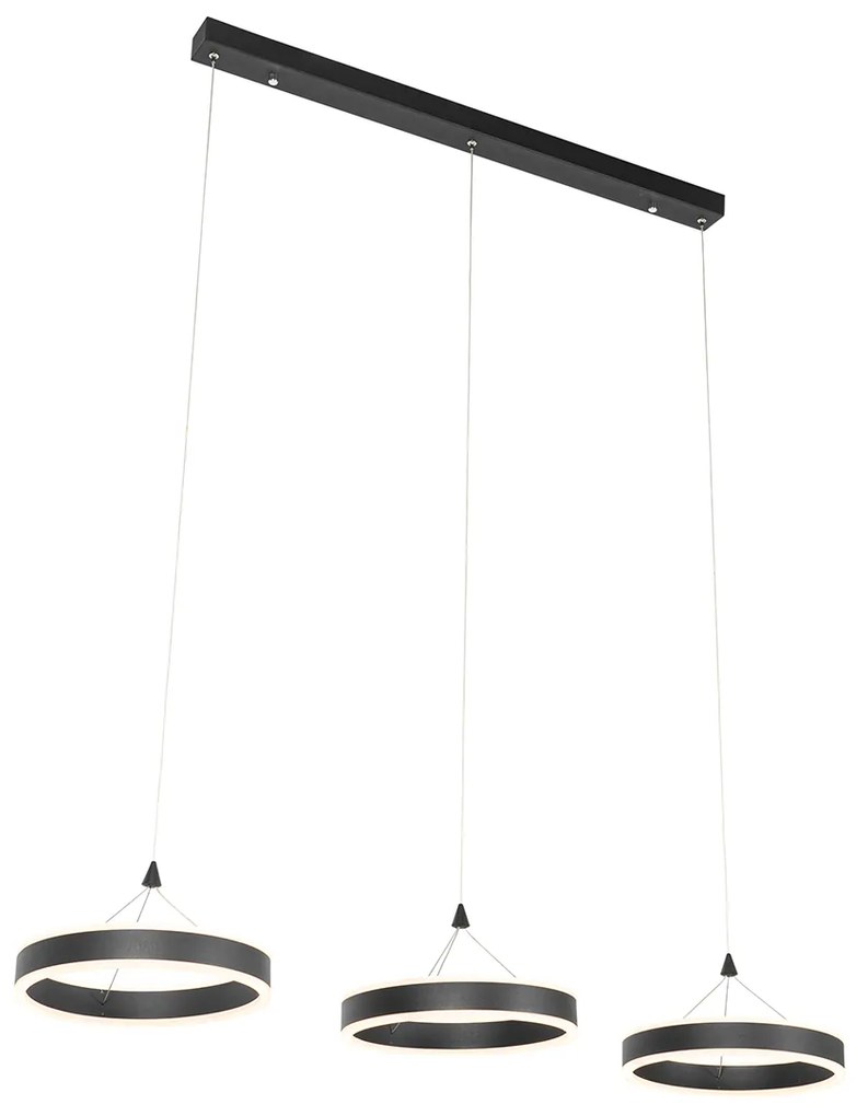 Hanglamp zwart langwerpig incl. LED 3-staps dimbaar 3-lichts - Lyani