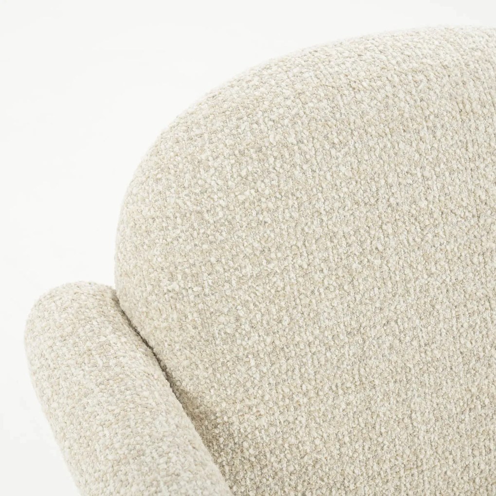 Eleonora Monica Design Fauteuil Beige Met Stoffen Armleuning