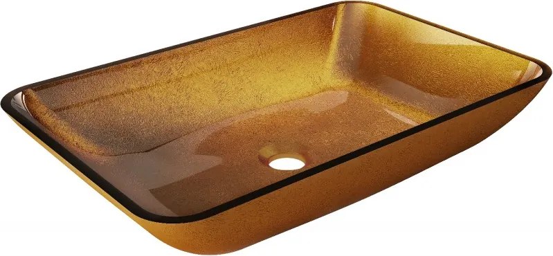 Mexen Megan glazen opbouwwastafel 56 x 36 cm, goud - 24135650