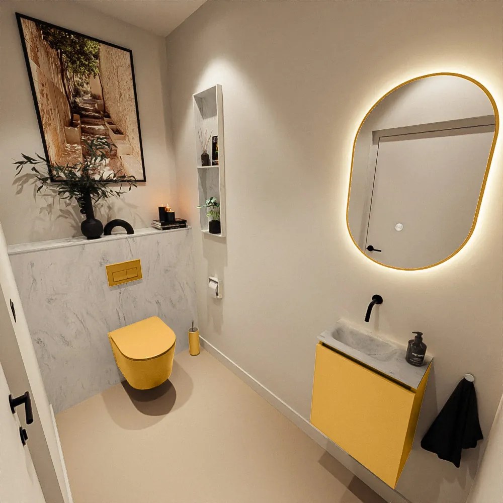 Mondiaz Ture DLux toiletmeubel 40cm ocher met wastafel opalo links zonder kraangat