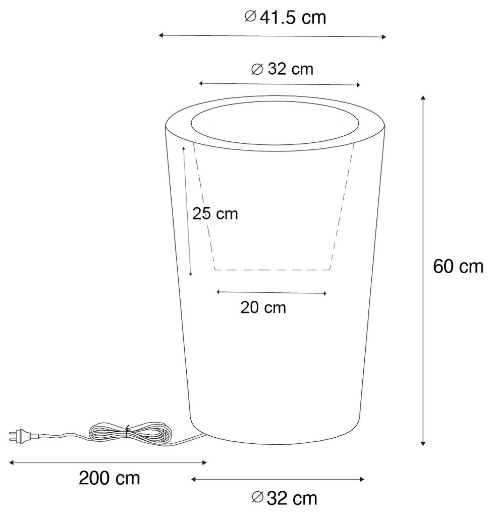 Buiten vloerlamp wit 60 cm bloempot IP65 - Verano Modern E27 IP65 Buitenverlichting rond