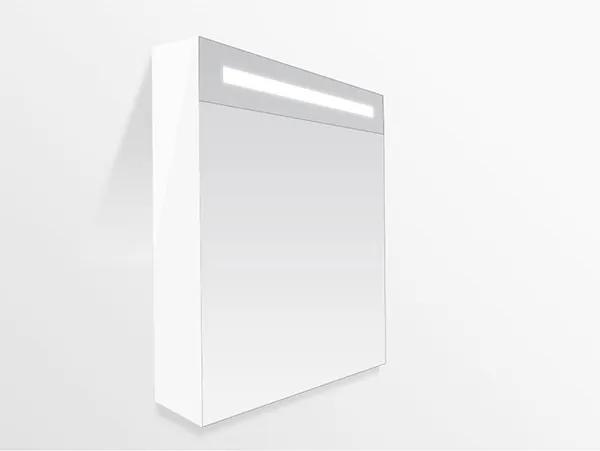 Spiegelkast Delia 60x70x15cm Rechtsdraaiend MDF Hoogglans Wit Geintegreerde LED Verlichting Lichtschakelaar Stopcontact