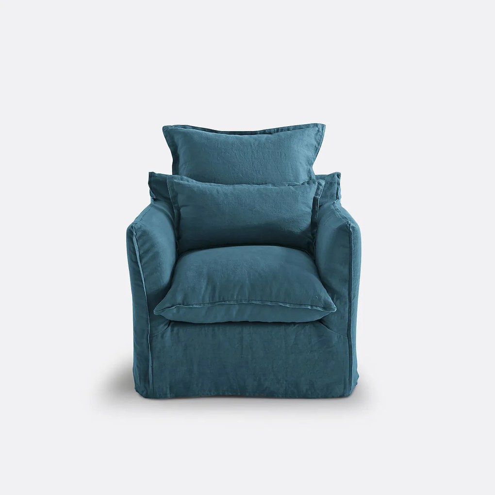 Fauteuil in gekreukt linnen, Odna
