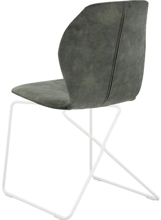 Goossens Excellent Eetkamerstoel Manzini groen velvet stof leuning, modern design