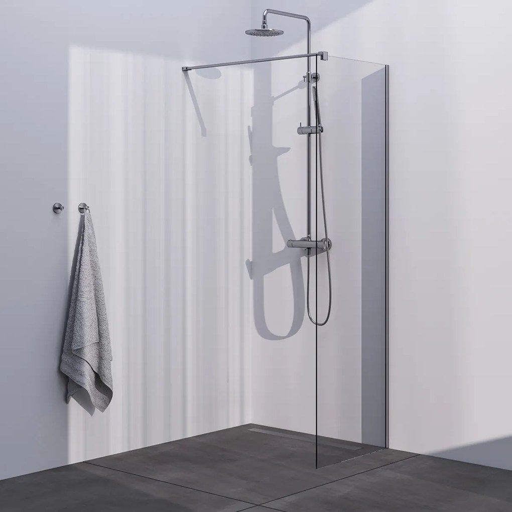 Brauer Brushed Season inloopdouche helder glas 70x200 met muurprofiel RVS-kleurig geborsteld