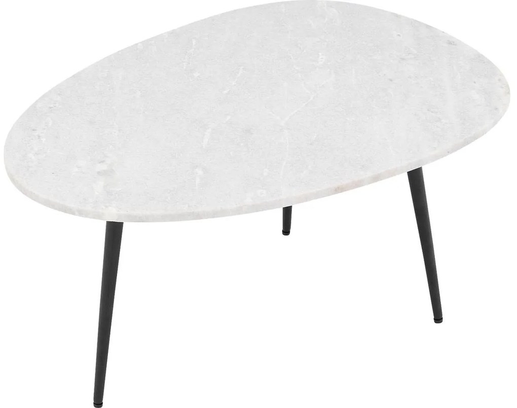 Goossens Salontafel Enzo ovaal, marmer wit, elegant chic, 70 x 35 x 50 cm