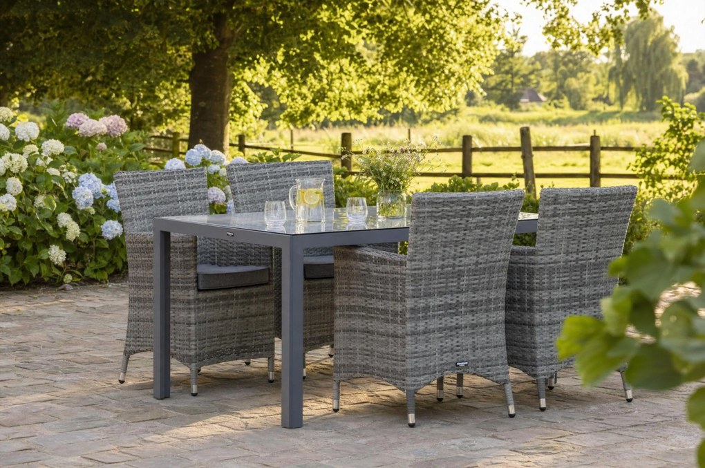 Tuinset 4 personen 150 cm Wicker Grijs Domani Furniture Miami/Venustas