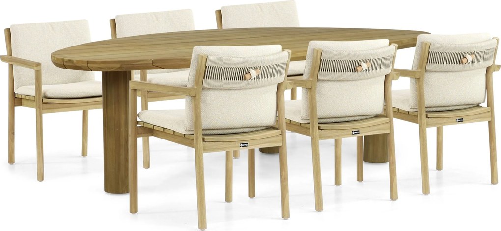 Tuinset 6 personen 240 cm Teak Old teak greywash Santika Furniture Santika