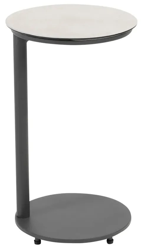 Taste by 4 Seasons Vic bijzettafel antraciet met rond keramisch tafelblad Ø 30 cm (H 50 cm) Loungetafel   beige weerbestendig