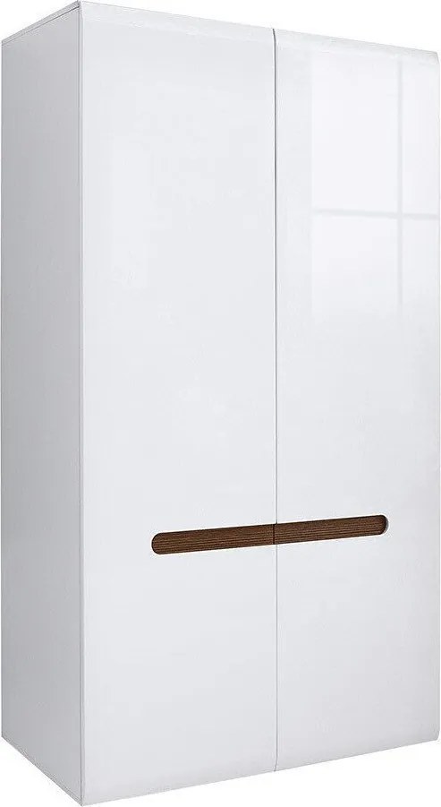 Kledingkast Serveso 110, Glanzend wit, Wit, 193x105x57cm, 67 kg, Kledingkast deuren: Met scharnieren, Aantal planken: 1, Aantal planken: 1