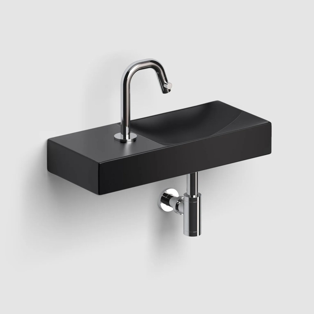 Clou Vale keramische fontein 45cm met kraangat links zwart mat