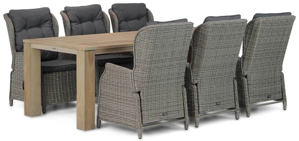Tuinset 6 personen 240 cm Wicker Grijs Garden Collections Edingburgh/Brighton