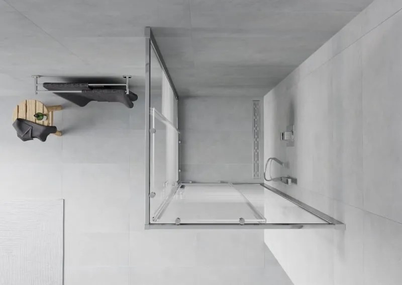 Mexen Rio vierkante douchecabine 90 x 90 cm, witte strepen, chroom - 860-090-090-01-20