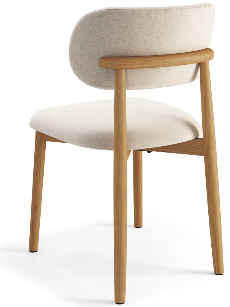 ALDO Beige (stof Apia 453)/gelakt eiken frame – HOUTEN STOEL VOOR WOONKAMER, EETKAMER, KEUKEN RETRO