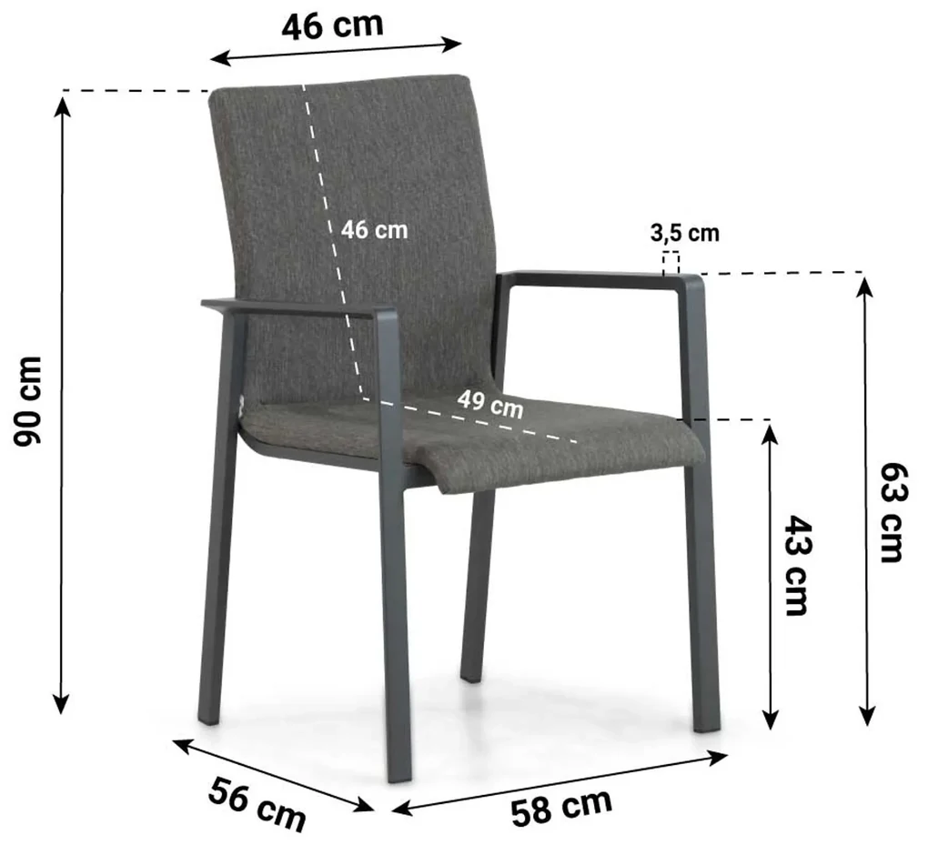 Tuinset 4 personen 180 cm Aluminium/textileen Grijs Lifestyle Garden Furniture Rome/Cesar