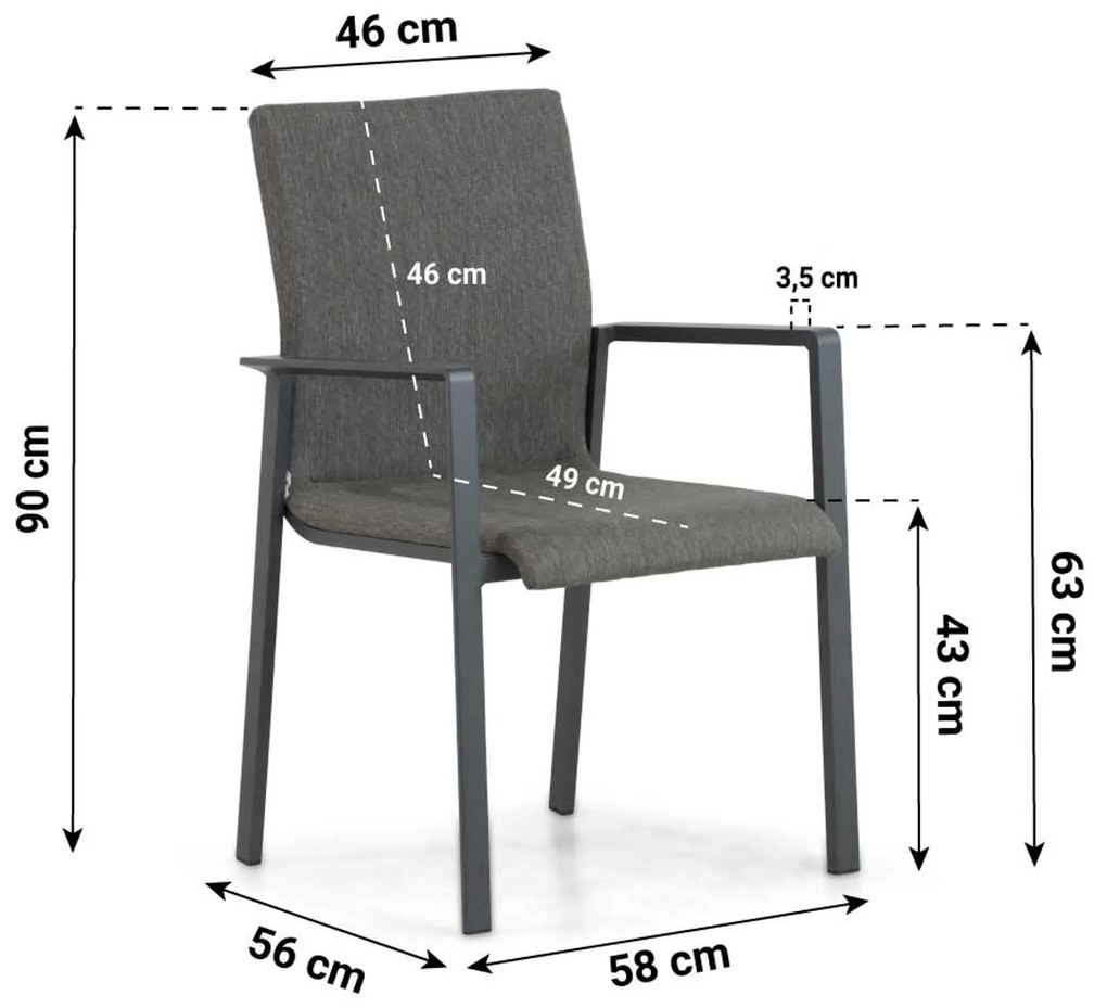 Tuinset 4 personen 90 cm Aluminium/textileen Grijs Lifestyle Garden Furniture Rome/Cesar