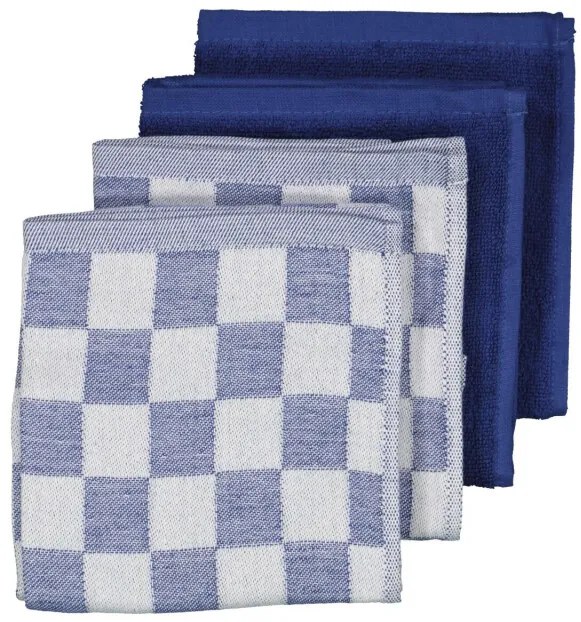 Thee-en Keukendoeken - Katoen - Donkerblauw - 4 Stuks (lichtblauw)
