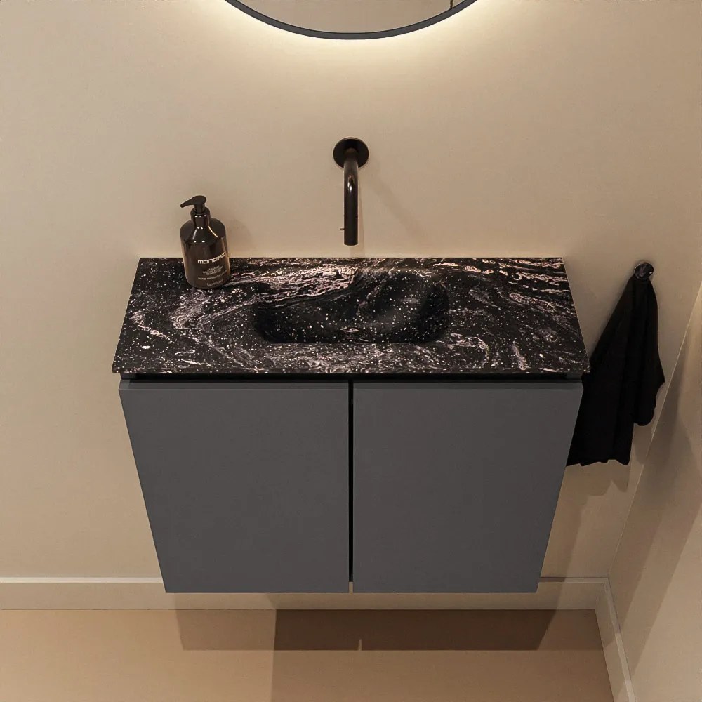 Mondiaz Ture DLux toiletmeubel 60cm dark grey met wastafel lava midden zonder kraangat