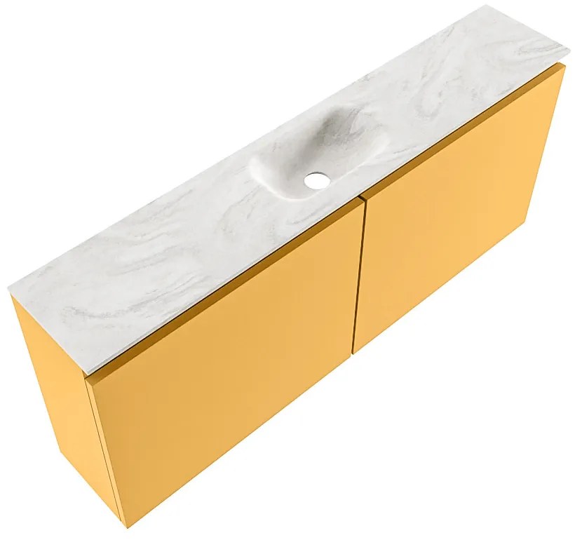 Mondiaz Ture DLux toiletmeubel 120cm ocher met wastafel ostra midden met kraangat