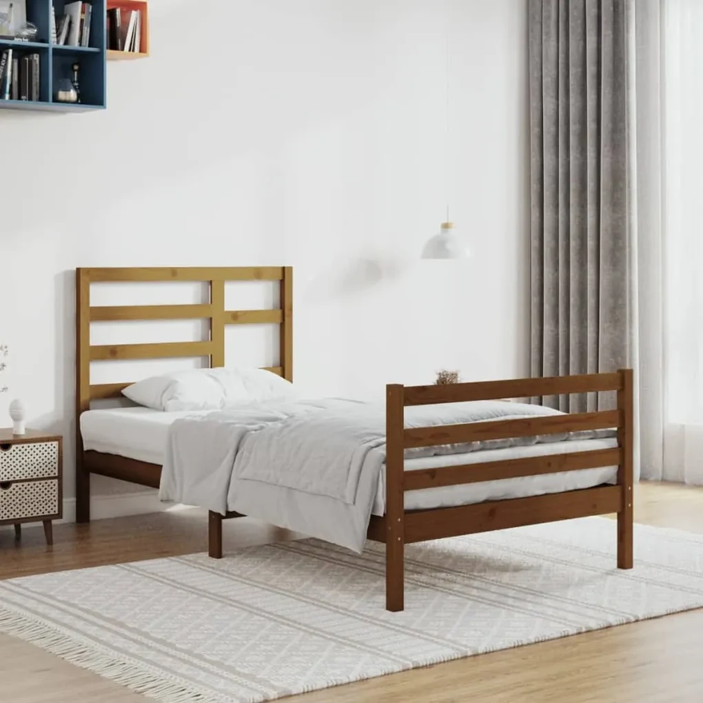 vidaXL Bedframe massief hout honingbruin 100x200 cm