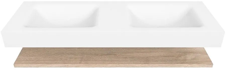 Zaro Alan badmeubel 140cm met planchet washed oak en vrijhangende wastafel cloud dubbel zonder kraangat talc