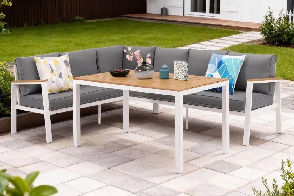 Tuinhoek met tafel Zakintos Comida 5 wit Garden Point