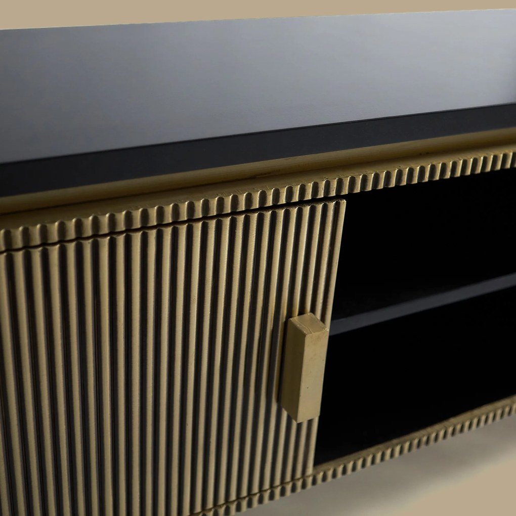 Tv-meubel Goud Met Ribbels - 160x40x60cm.