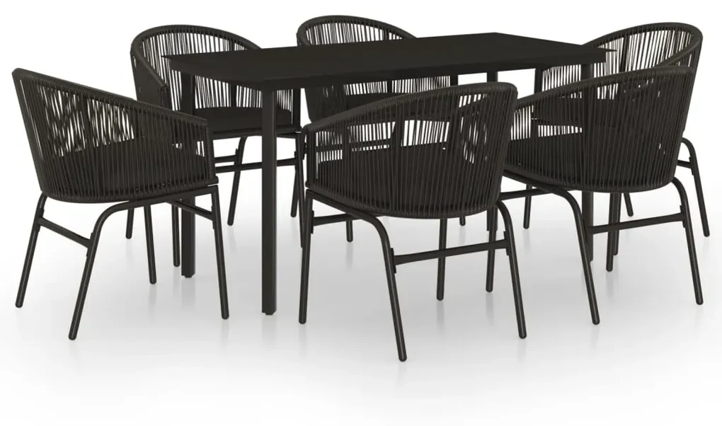 vidaXL Loungeset 7-delig - Massief Grenenhout - Zwart - Houten Tuinset